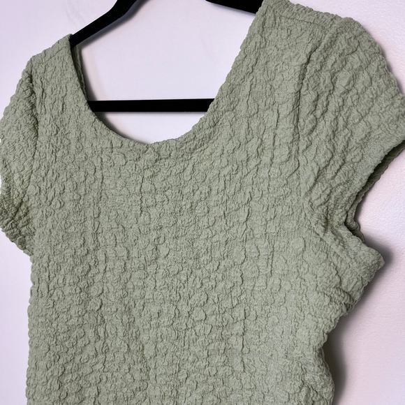NWT Maeve Anthropologie Socialite Popcorn Tee Green Womens Medium Scoop Back - Picture 7 of 13